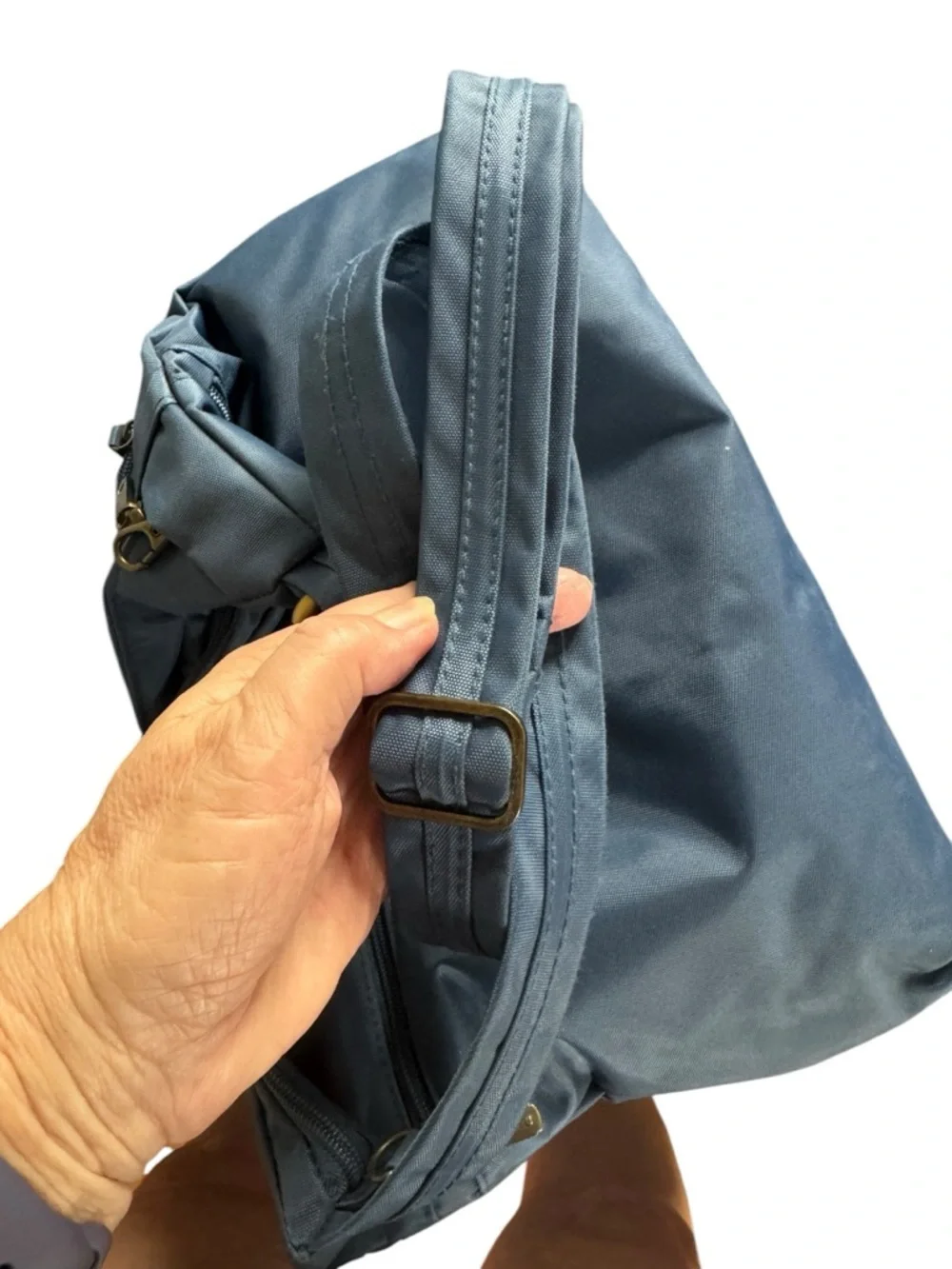 Travelon Anti-Theft Signature Twin Pocket Hobo Bag Style 42947 in blue
